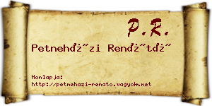 Petneházi Renátó névjegykártya