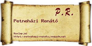 Petneházi Renátó névjegykártya