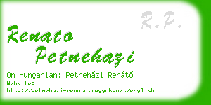 renato petnehazi business card